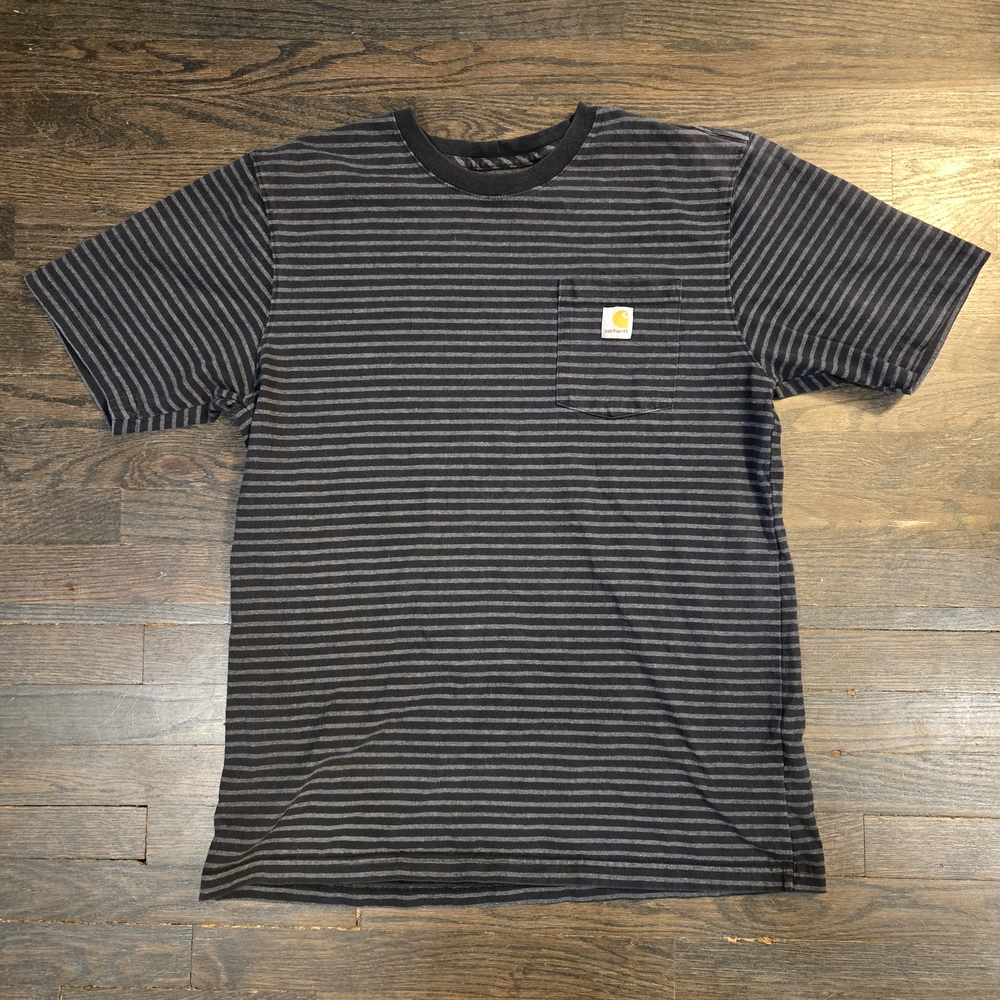 Vintage Carhartt Men's Black Striped T-Shirt